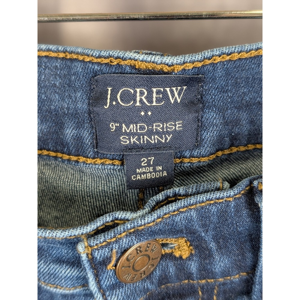 J.Crew 9" Mid-Rise Skinny Jeans Women 27 Dark Indigo Blue Denim Pants - Picture 3 of 3
